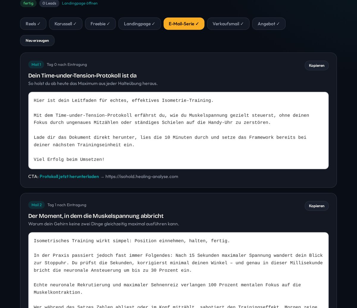 E-Mail-Serie im Arbeitsbereich mit Betreff, Vorschautext und Handlungsaufruf